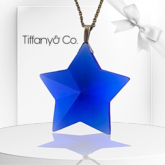 Tiffany & Co. Jewelry - Tiffany & Co., crystal star pendant in blue with Tiffany chain necklace